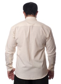 Camisa social palha masculina de tricoline manga longa