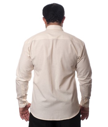 Camisa social palha masculina de microfibra manga longa