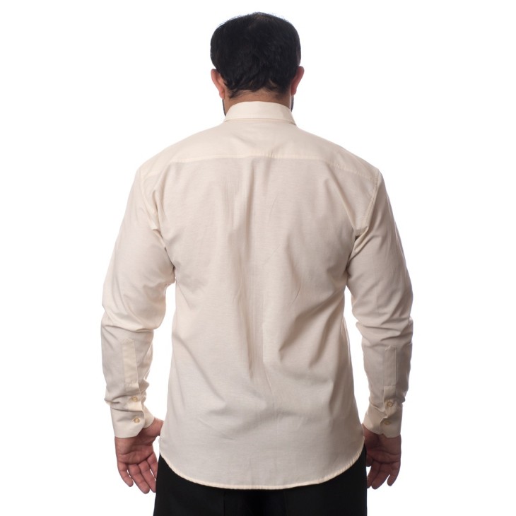 Camisa social palha masculina de tricoline manga longa