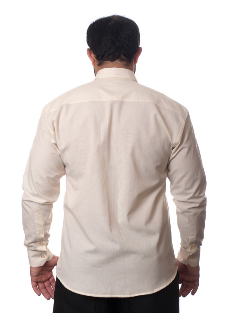 Camisa social palha masculina de tricoline manga longa