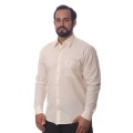 Camisa social palha masculina de tricoline manga longa