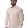 Camisa social palha masculina de tricoline manga longa