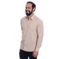 Camisa social cáqui masculina de tricoline manga longa