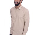 Camisa social cáqui masculina de tricoline manga longa