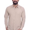 Camisa social cáqui masculina de tricoline manga longa