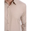 Camisa social cáqui masculina de tricoline manga longa