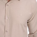 Camisa social cáqui masculina de tricoline manga longa