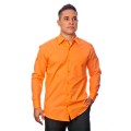 Camisa social laranja masculina de tricoline manga longa