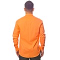 Camisa social laranja masculina de tricoline manga longa