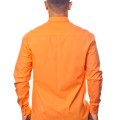 Camisa social laranja masculina de tricoline manga longa