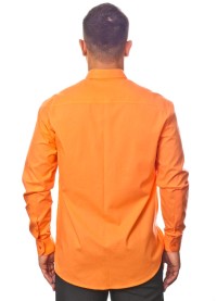 Camisa social laranja masculina de tricoline manga longa