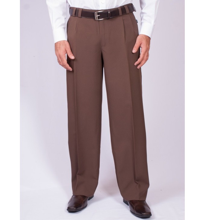 Calça social masculina gabardine com pregas, marrom Calça social masculina gabardine com pregas, marrom
