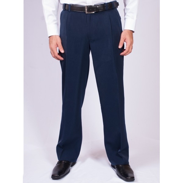 Calça social masculina gabardine com pregas, marinho
