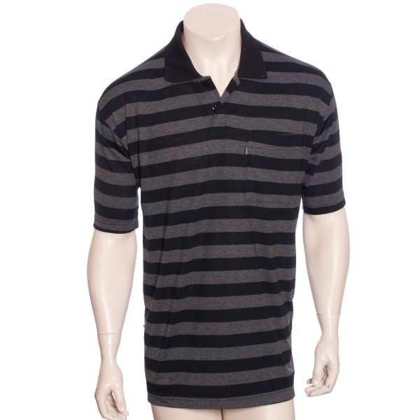 Camisa polo listrada com detalhes em preto