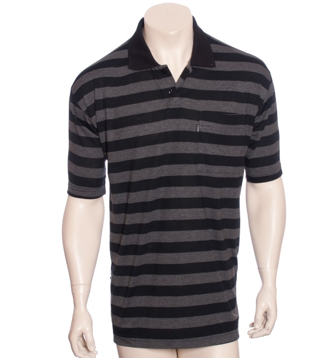 Camisa polo listrada com detalhes em preto Camisa polo listrada com detalhes em preto