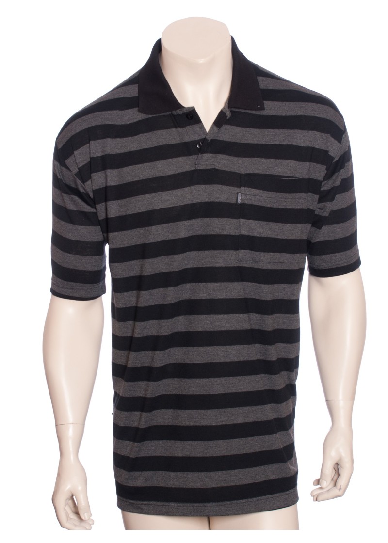 Camisa polo listrada com detalhes em preto