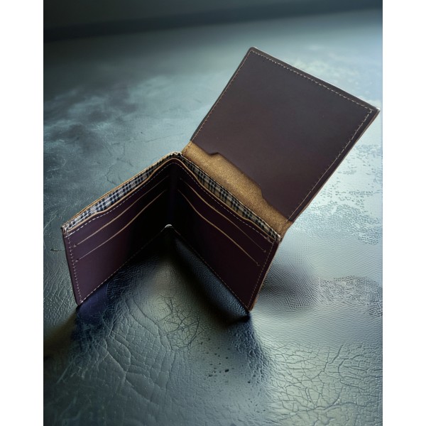 Carteira masculina couro nobre marrom Slim