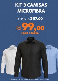 Kit Camisa Social Masculina Manga Longa