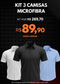 Kit 3 camisa manga curta microfibra