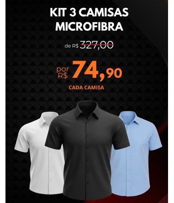 Kit 3 camisa manga curta microfibra