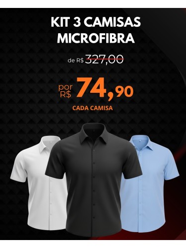 Kit 3 camisa manga curta microfibra