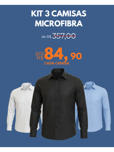Kit Camisa Social Masculina Manga Longa