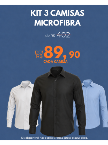 Kit Camisa Social Masculina Manga Longa
