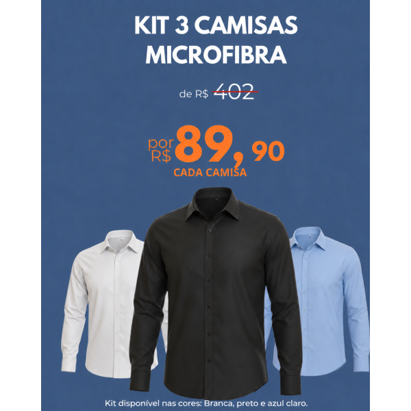Kit Camisa Social Masculina Manga Longa