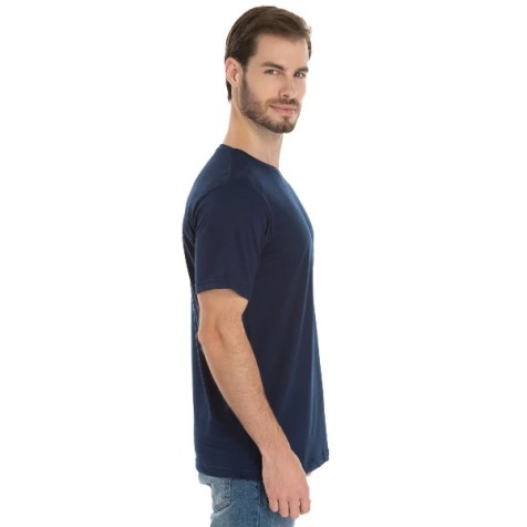Camiseta de Algodão Premium Azul Marinho 