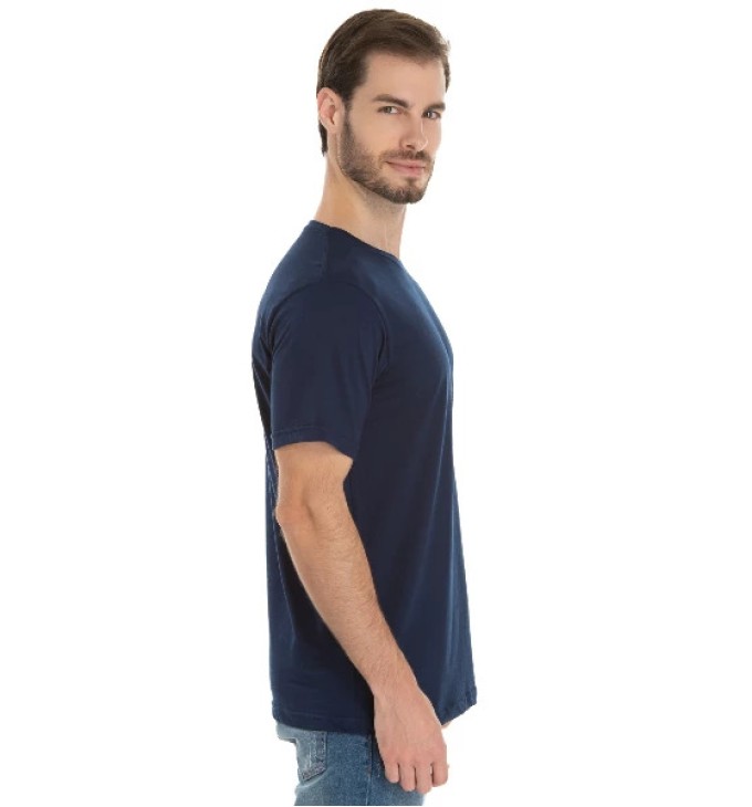Camiseta de Algodão Premium Azul Marinho 