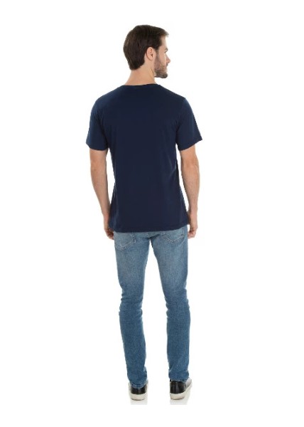 Camiseta de Algodão Premium Azul Marinho 