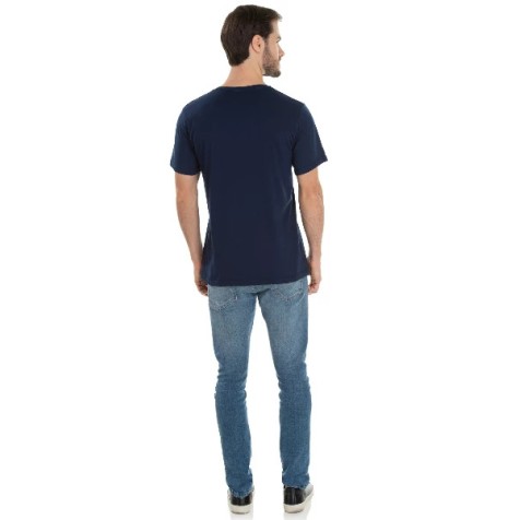 Camiseta de Algodão Premium Azul Marinho 