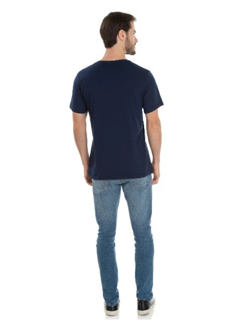 Camiseta de Algodão Premium Azul Marinho 