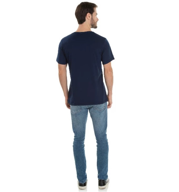 Camiseta de Algodão Premium Azul Marinho 