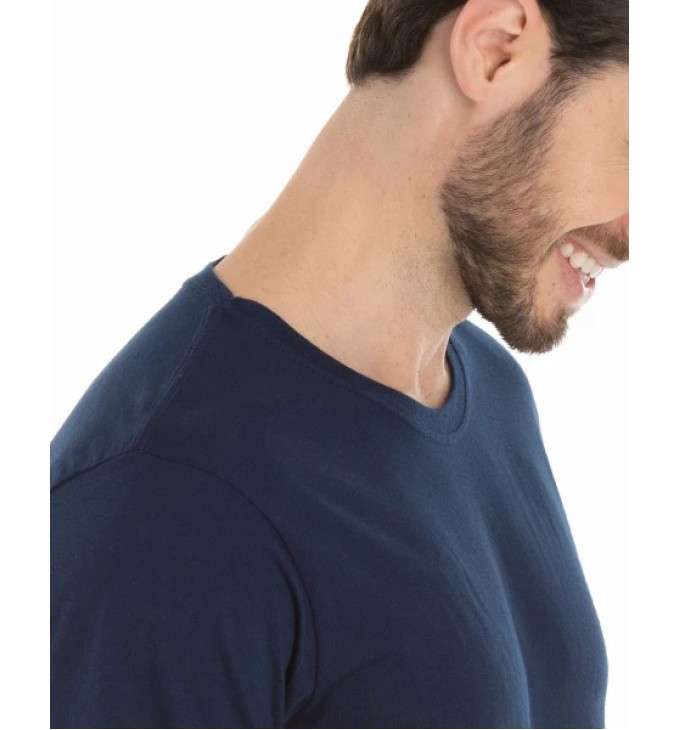 Camiseta de Algodão Premium Azul Marinho 