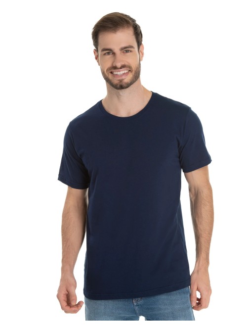 Camiseta de Algodão Premium Azul Marinho 