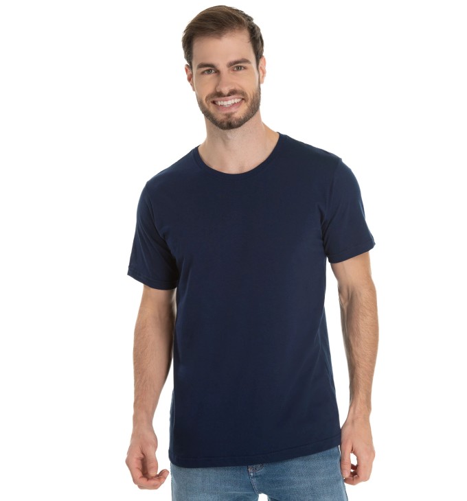 Camiseta de Algodão Premium Azul Marinho 