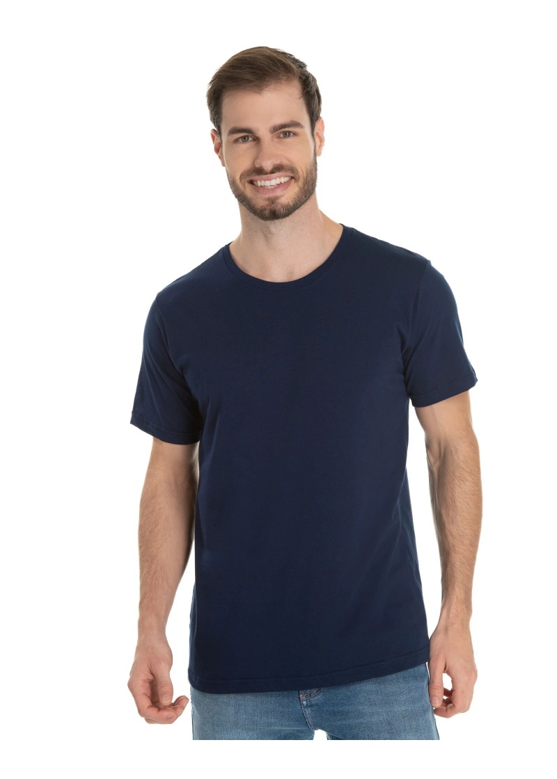 Camiseta de Algodão Premium Azul Marinho 