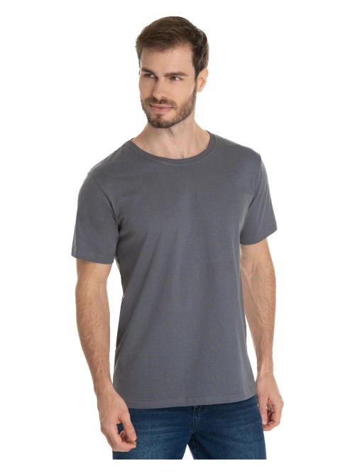 Camiseta de Algodão Premium Cinza Chumbo Camiseta de Algodão Premium Cinza Chumbo