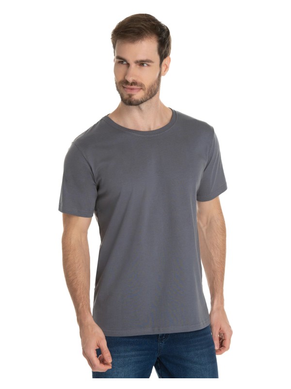 Camiseta de Algodão Premium Cinza Chumbo Camiseta de Algodão Premium Cinza Chumbo