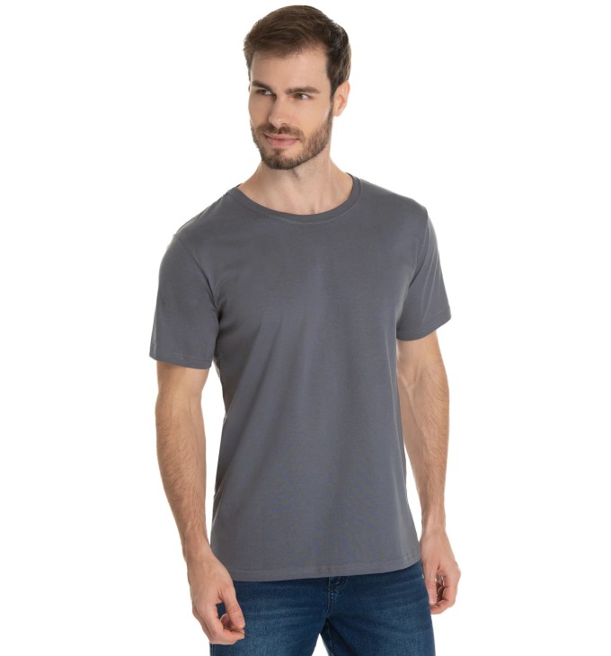 Camiseta de Algodão Premium Cinza Chumbo Camiseta de Algodão Premium Cinza Chumbo