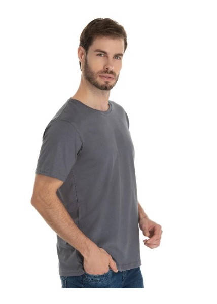 Camiseta de Algodão Premium Cinza Chumbo
