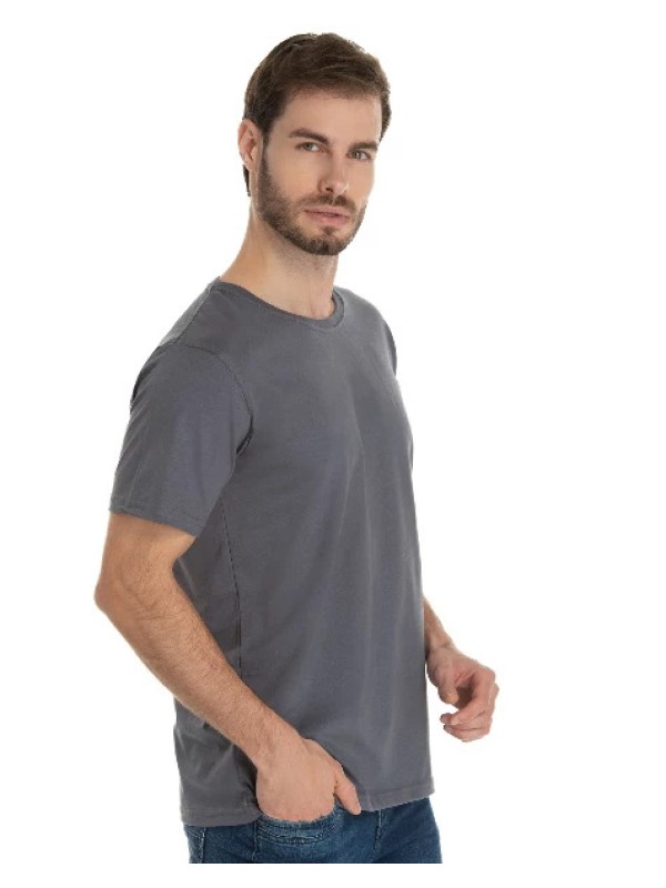 Camiseta de Algodão Premium Cinza Chumbo Camiseta de Algodão Premium Cinza Chumbo