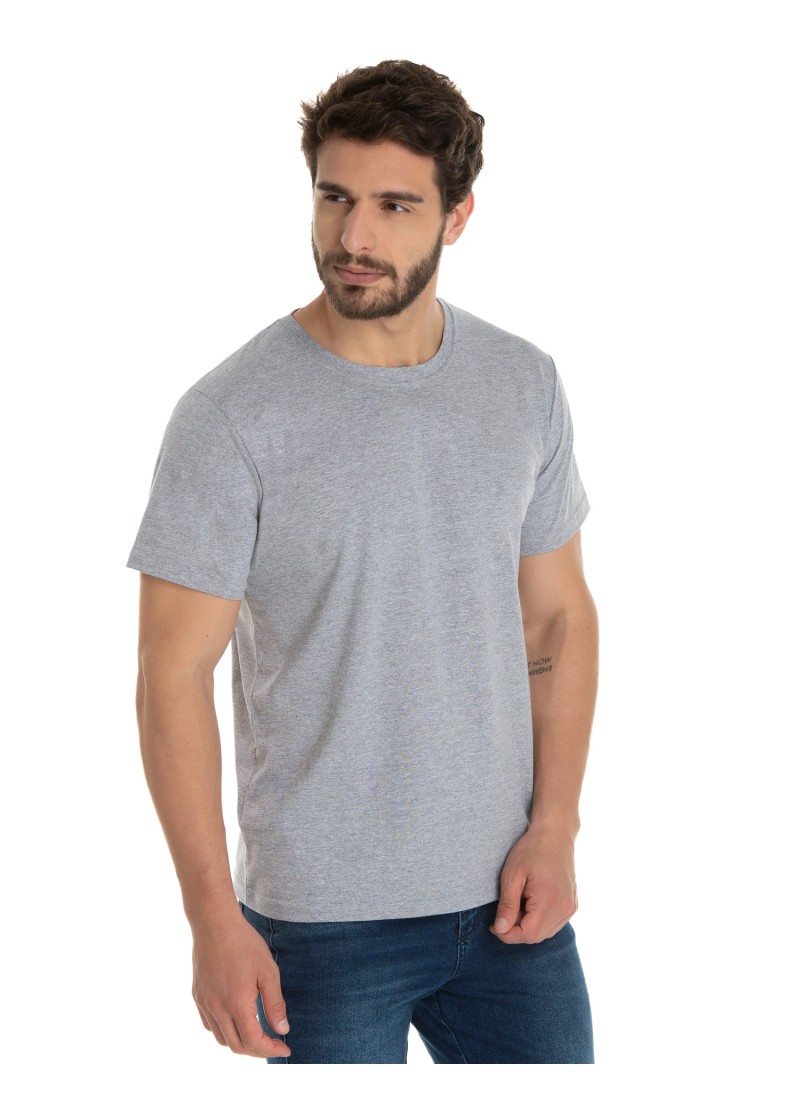 Camiseta de Algodão Premium Cinza Mescla