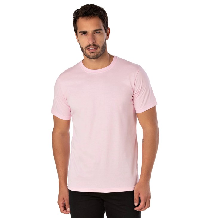 Camiseta de Algodão Premium Rosa Claro