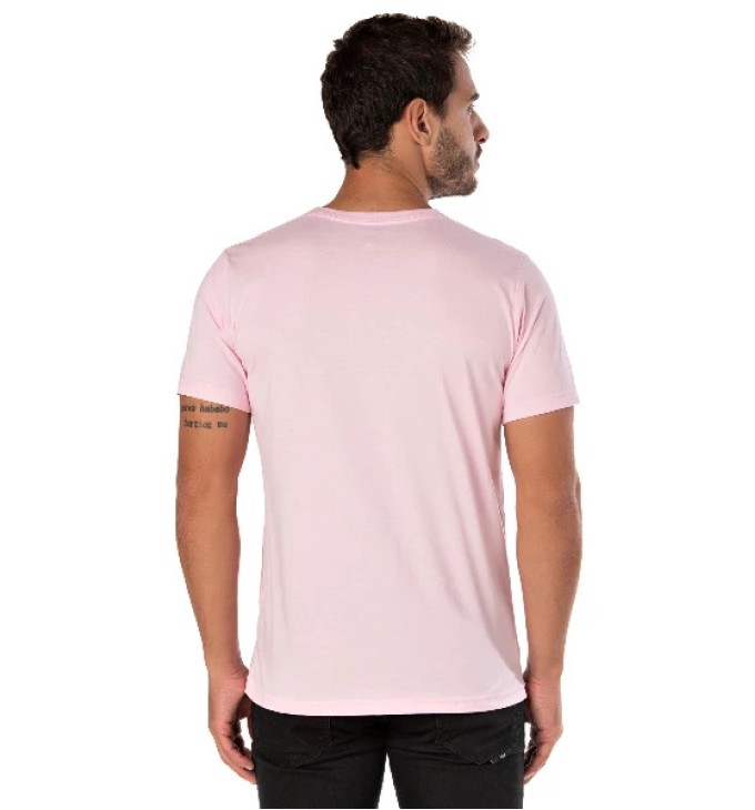 Camiseta de Algodão Premium Rosa Claro