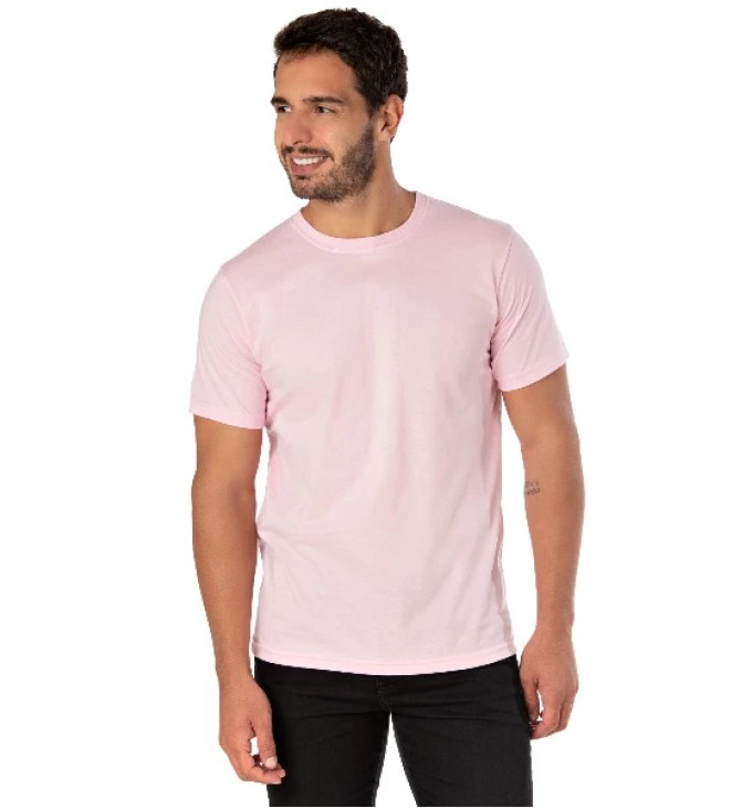 Camiseta de Algodão Premium Rosa Claro