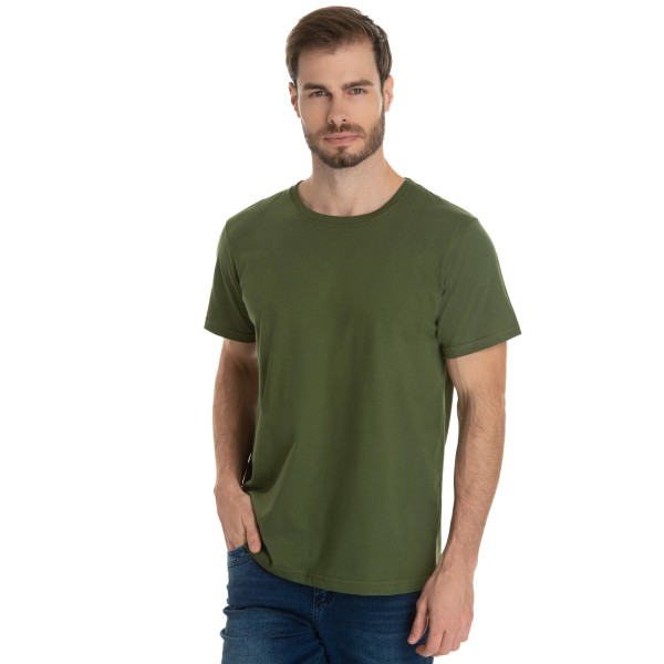 Camiseta de Algodão Premium Verde Militar