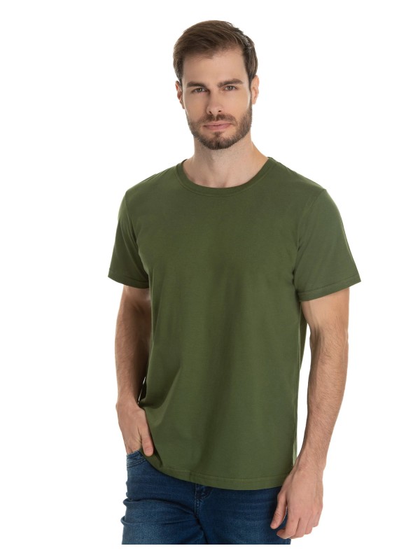 Camiseta de Algodão Premium Verde Militar