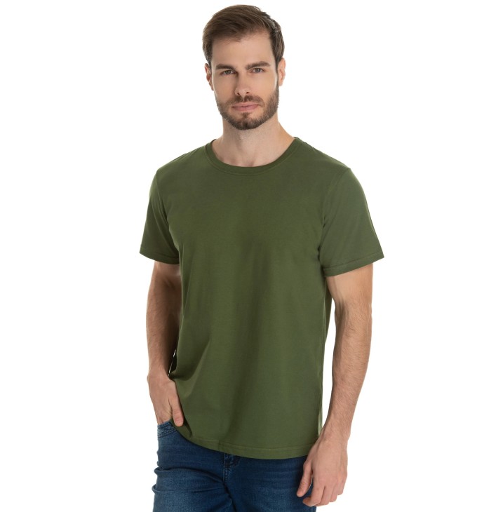 Camiseta de Algodão Premium Verde Militar